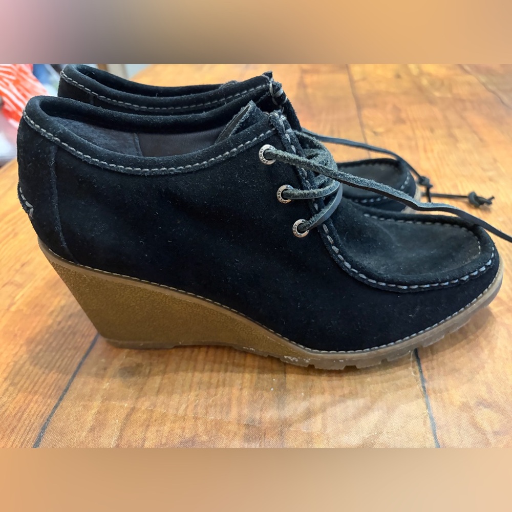Sperry Black Suede Wedge‎ Shoes